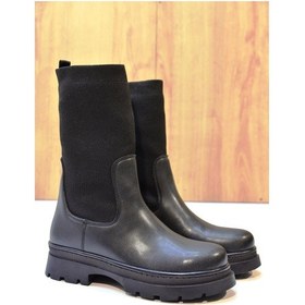 Resim Beyaz Termo Kaymaz Taban Dikişli Tastikli Günlük Kadın Bot Siyah Siyah 