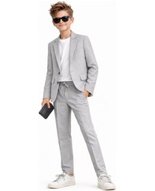 Resim Ahengim Erkek Çocuk Modern Casual Slim Fit Takım Elbise Ak2850 Gri 