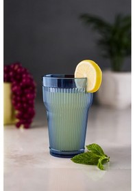 Resim Akrilik Lacivert Tekli Uzun Bardak & Su Meşrubat Bardağı 400 Ml Cam Değildir 
