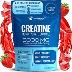 Resim WELLNESS LABS Creatine Monohydrate Muscle Gh Strength Recovery 5000mg 60 Gummies 