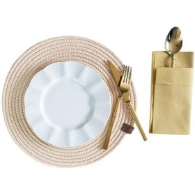 Resim Vos Versa Amerikan Servis 6'lı Supla Lux Sunum Tabak Altlığ - Yuvarlak Bej Vvhm0040-397 - Bej 