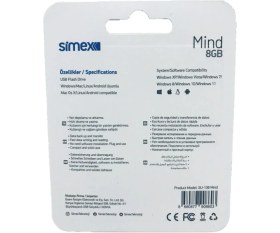 Resim Simex 8gb Mind Secure+ 2.0 Metal USB Flash Bellek 