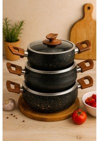 Resim Evim Şahane Venüs Serisi Güveç Tipi Granit Tencere Seti 16 Cm, 18 Cm, 20 Cm, Yanmaz Yapışmaz-226 Renkli 