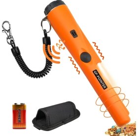 Resim Metal Bulucu-Dedektörü 360° Hassas Tarama LED El Fener Taşınabilir Kılıflı Profesyonel + Pil Hediye 