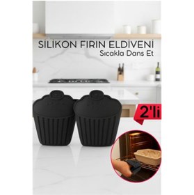 Resim BRANDLESS 2 li Isıya Dayanıklı Silikon Fırın Eldiveni – Profesyonel Mutfak Koruması 