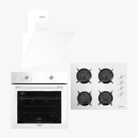 Resim HOMTEGO Star Beyaz Cam Ankastre Set 