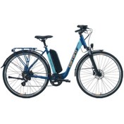 Resim Carraro E-Comfort 2.1 HD 28" Elektrikli Trekking Bisiklet 47cm - Mat Navy Mavi/Turuncu 