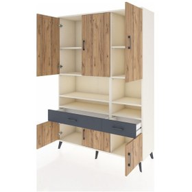 Resim Hyperion Dolap 8 Raflı 2 Çekmeceli 6 Kapaklı 132x44x195 Aytaşı-çam/antrasit Atlas Çam/antrasıt 