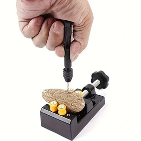 Resim [1 Adet El Matkabı Seti] 1 Adet Manuel El Matkabı Seti, Demir El Sanatları DIY Delik Aracı, Siyah, Düğme ve Saplı, 14+ Yetişkinler İçin, İğnesiz El Matkabı 