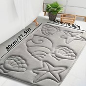 Resim Yumuşak Mercan Polar Hafıza Köpük Banyo Paspası - Banyo, Yatak Odası, Mutfak ve Çamaşırhane Dekoru için Deniz Kabuğu ve Denizyıldızı Tasarımlı Hızlı Kuruyan, Kaymaz, Makinede Yıkanabilir Halı, Banyo Paspası, Noel Dekoru 