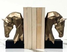 Resim Geometric Horse Bookends, Polyester Book Holder Set, Horse Head Bookends, Decorative Bookends, Minimalist Horse Bookends, Horse Bookends - Object-6 