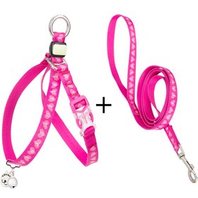 Resim Zilli, Dayanıklı Pembe Kedi Göğüs Tasması ve Kayışı - S 