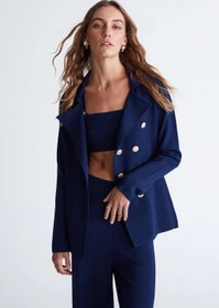 Resim Styleboom X Peraluna KATHERINE BLAZER Çelik Örgü Klasik Kesim Düğmeli Blazer Kadın Triko Ceket - Lacivert - Lacivert / XL 