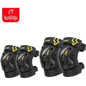 Resim Bsddp Motosiklet Düşme Önleyici Koruyucu Ekipman Siyah Ve Sarı Dizlikler 1 Çift + Dirseklikler 1 Çift 