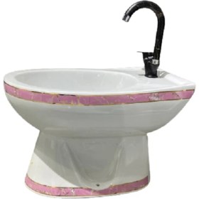 Resim Creavit Bide, Abdestlik, Ayak Yıkama Lavabosu Pembe Bordürlü (Batarya Hariç) 