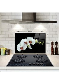 Resim Decorita Cam Ocak Arkası Koruyucu | Zarif Orkide | 40cm x 60cm 