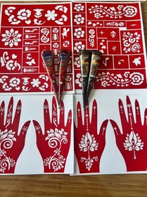 Resim 2 Siyah 2 Kına Rengi 4 Tüp Kına Ve 4 Sayfa Kalıp Seti 