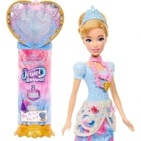 Resim SDT Group Mattel Filmden Ilham Alan Mattel Prensesi Cinderella Bebek, Aksesuarlar, Kalp Şeklinde Değerli Taş Kutusu ile Çocuk Yüzüğü Dahil 8 Sürpriz ve 9 Parça, JHL50 