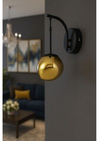 Resim Rainbow Aplik Asimetrik Gold Camlı Dekor Aydınlatma İçin Modern Sarkıt Aplik - Loş Işık Verir Sarı 