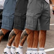 Resim 1 Adet Erkek Yazlık Günlük Kullanım İçin Rahat İş Kıyafeti Şortu - Beli İpli, Çok Cepli Tasarım, Hafif Nefes Alabilen Kumaş, Normal Kesim, Outdoor Spor ve Boş Zamanlar için (Düz Renk) 