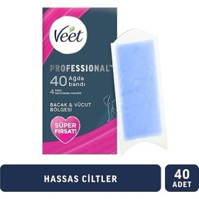 Resim Veet Professional Hassas Ciltler İçin 40'lı Ağda Bandı Bacak ve Vücut Bölgesi Süper Fırsat Paketi 