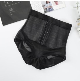 Resim Siyah Kadın Yüksek Bel Shapewear Külot Doğum Sonrası Kurtarma Yağ Yakma Göbek Kontrol Şort Külot Rahat Nefes Örgü Vücut Şekillendirici Külot Siyah 