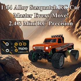 Resim 1:64 Ölçekli Alaşımlı Off-Road Kamyon - 2.4G USB Şarj Edilebilir RC Araba, 3 Hız Ayarlı LED Yanıp Sönme Işığı, Dayanıklı Metal Yapı & Çekme Kapasitesi - Turuncu Askeri/Çizgi Film/Vide Oyun Tasarım Erkek ve Kız Çocuklar İçin (Doğum Günü, Noel, Cadılar Bayramı Hediyesi), Dış Mekan Oyun Aracı, Maceraperest Tasarım, Sağlam Araç Modeli 
