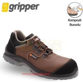 Resim Gripper Grayz Gpr-214 S2 Kompozit Burunlu Kahverengi Siyah Deri Bağcıklı İş Ayakkabısı K Kahverengi 