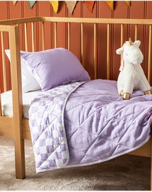 Resim English Home Kareli Pamuklu Müslin Bebe Yorgan Set Lila 