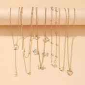 Resim 6 Parça Y2K Katmanlı Kolye Seti, Sade ve Zarif Ay, Yıldız, Kelebek Kolyeler, Tatil Stili, Bayanlar İçin Randevu ve Günlük Kıyafetler Hediye 