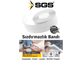 Resim Sgs SGS1240 3.35M Banyo Küvet Mutfak Lavabo Beyaz Su Sızdırmaz Bant Su Geçirmez Kenar Bandı Sızdırmazlık Tamir 