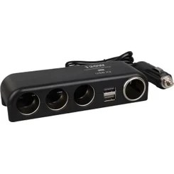 Resim EstoreBox Olesson 1525 12-24V Çift Usb'lı 120W 80CM Kablolu 4'lü Araç Çakmak Çoklayıcı 