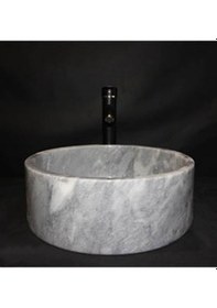 Resim Gri Mermer Silindir Lavabo 