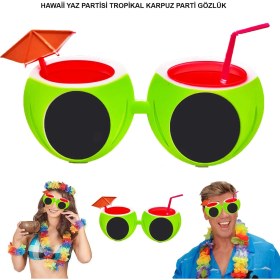 Resim Karpuz Şekilli Tropikal Hawaii Yaza Merhaba Parti Gözlüğü 