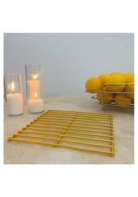 Resim Kare Izgara Nihale, Metal Nihale, Çay Altlığı, Tencere Ve Tava Altlığı Altın 