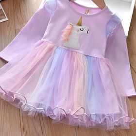 Resim Kız Çocuk Bahar ve Sonbahar İşi Nakışlı Elbise, Sevimli Unicorn Süslemeli, Rüya Gibi File Detaylı Etekli Elbise, Renkli Rastgele File, Omuz File Rengi Rastgele, Kız Çocuk Bahar Elbisesi, Kız Çocuk Elbiseleri 