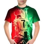 Resim Erkek Çocuk Futbol Fanı 7 Numaralı Forma Tişörtü, Rahat Atletik Yuvarlak Yaka Tişörtü, 3D Baskılı Kısa Kollu Üst, Polyester %100, Hafif Esnek, Gençler İçin Normal Kalıp - İlkbahar/Yaz/Sonbahar 