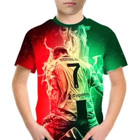 Resim Erkek Çocuk Futbol Fanı 7 Numaralı Forma Tişörtü, Rahat Atletik Yuvarlak Yaka Tişörtü, 3D Baskılı Kısa Kollu Üst, Polyester %100, Hafif Esnek, Gençler İçin Normal Kalıp - İlkbahar/Yaz/Sonbahar 