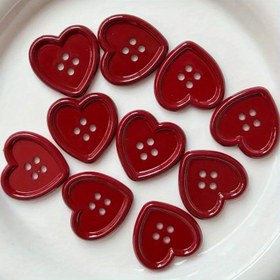 Resim 10/20/30 Adet Vintage Şarap Kırmızısı Kalp Düğme Kadın Kaban Kazak Hırka DIY Dekor Sevimli Şapka Giysi Aksesuarı Baba Hediyesi 