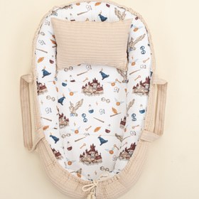 Resim Babynest ve Yastık - Çift Taraflı - Sütlü Kahve Örgü - Harry 