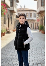 Resim Pina Kids Erkek Çocuk Kapüşonlu Şişme Yelek Siyah 