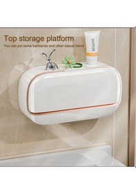Resim Kapaklı Katı Sabunluk Kendinden Su Boşaltmalı, Su Akıtmaz Hijyenik Sabun Kutusu Banyo & Mutfak Beyaz 