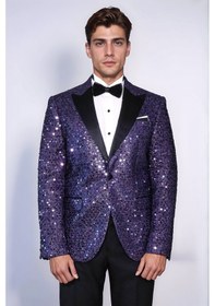 Resim Pul Desenli Mor Damatlık Ceket - Wessi Purple 