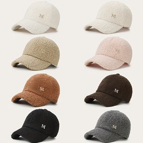 Resim Kadınlar İçin Kışlık Beyzbol Şapkası - Metalik 'm' Detaylı, Ayarlanabilir Snapback Kapama, Yumuşak Bej/Kahverengi/Siyah/Gri, Hafif ve Sıcak Tutan Günlük Kullanım, Ofis, Parti, Soğuk Hava Aksesuarı, Minimalist Tasarım, Rahat Kalıp, Moda Tutkunları İçin Şık Başlık 