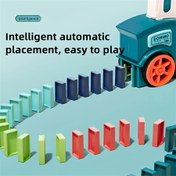 Resim Domino treni, çocukların otomatik olarak eğlenceli eğitici oyuncakları olan yapı blokları, yaratıcı yapı blokları, sonsuz eğlence! Cadılar Bayramı ve Noel hediyesi 