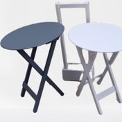 Resim Çanta Zigon Sehpa Oval Model İkili Takım Ahşap Mdf Gri ve Beyaz Renk Uyumu El Yapımı 