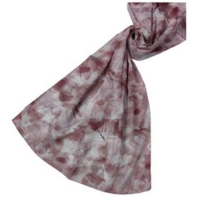 Resim Mim Eşarp Valino Vual Twill Fular 45x110 Cm - Yaprak Desenli, Hafif Ve Nefes Alabilir Şal Mürdüm - Pudra 