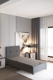 Resim MAD Home Gri Irem Çift Kişilik 180x200 Güçlendirilmiş Çelik Baza Başlık MDIRTSBBGRI 