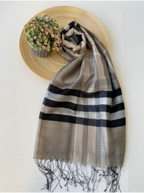 Resim % 20 Ipek Burberry Kadın Şal 
