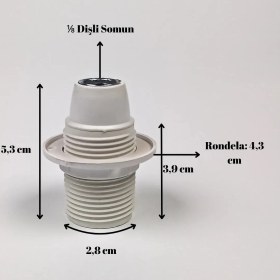 Resim Dekoratif Plastik E-14 Tam Dişli Halkalı Duy Beyaz (2 Adet) 